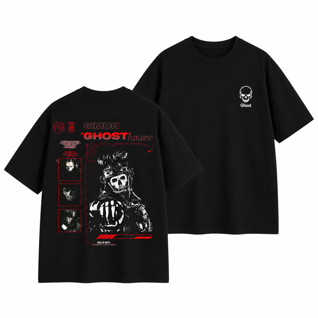 Ghost Skull Mask T-Shirt/Sweatshirt/Hoodie – Vintage Tactical Military Graphic Tee, Dark Gaming Inspired Streetwear