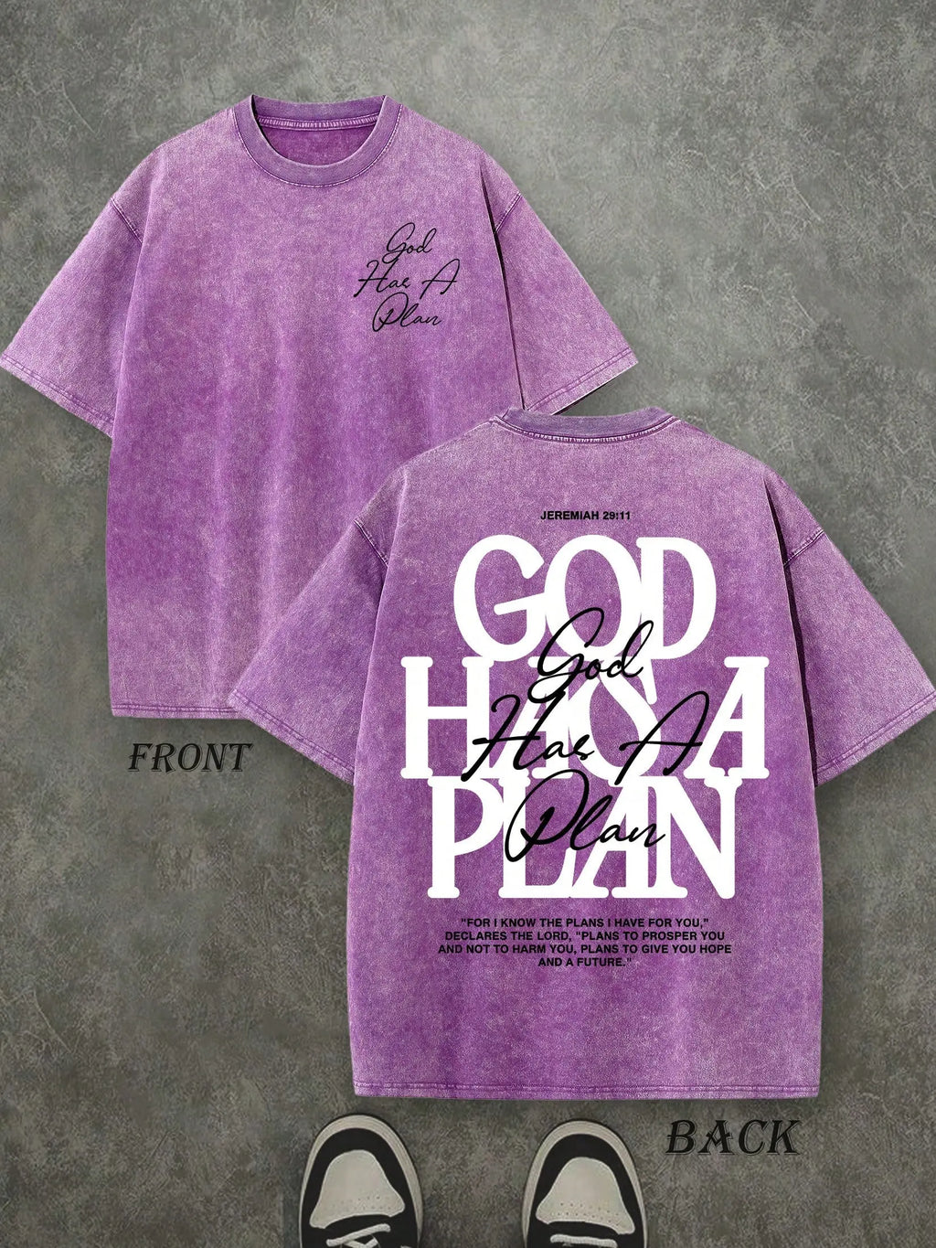 God Has a Plan Vintage Washed T-Shirt – Double-Sided Christian Graphic Tee, Faith Streetwear for Men & Women