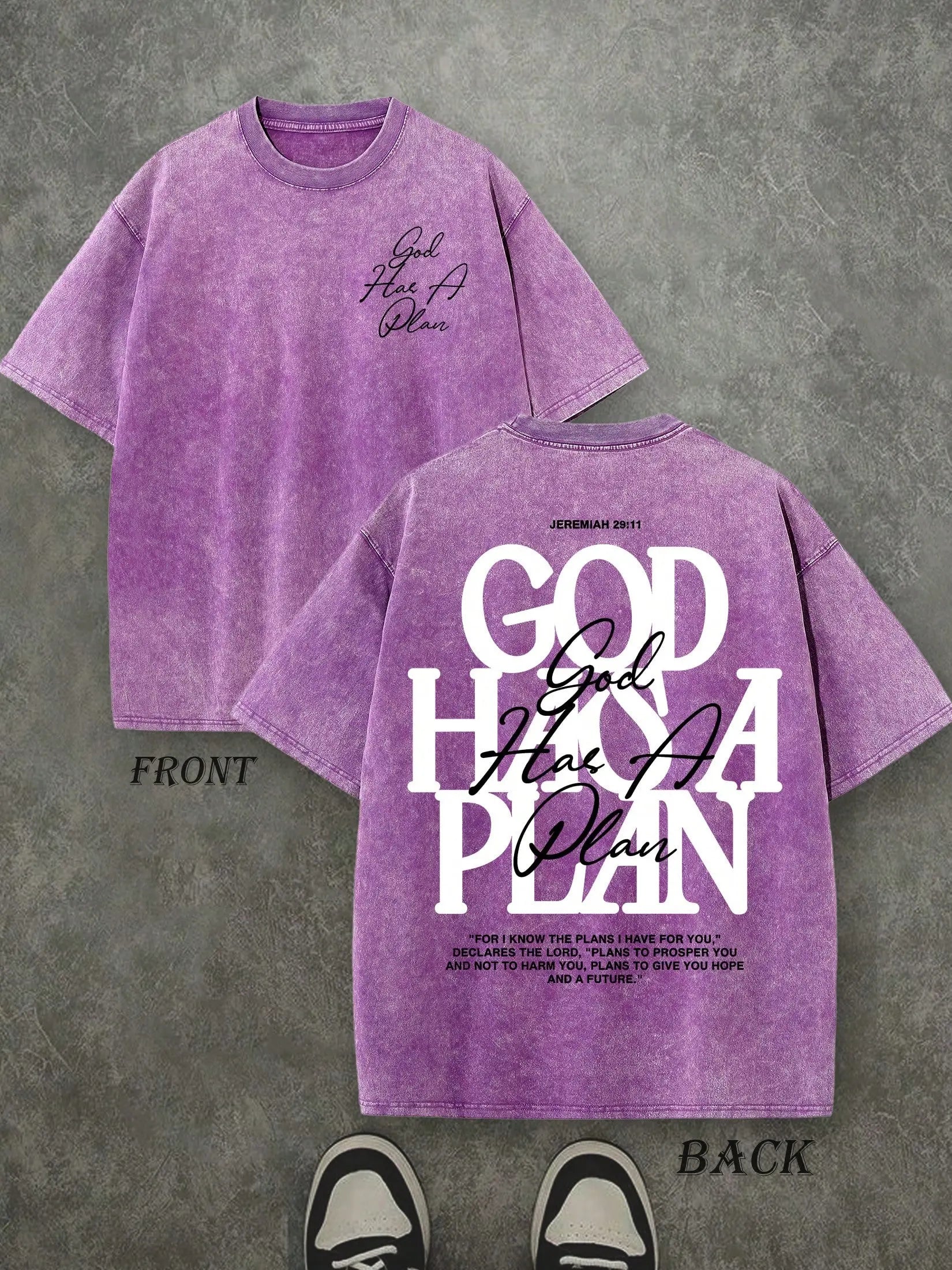 God Has a Plan Vintage Washed T-Shirt – Double-Sided Christian Graphic Tee, Faith Streetwear for Men & Women