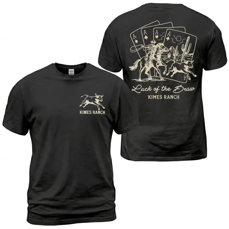 Luck of the Draw Western Graphic T-Shirt, Sweatshirt & Hoodie – Rodeo Cowboy Playing Cards & Horse Print, Ranch Country Apparel