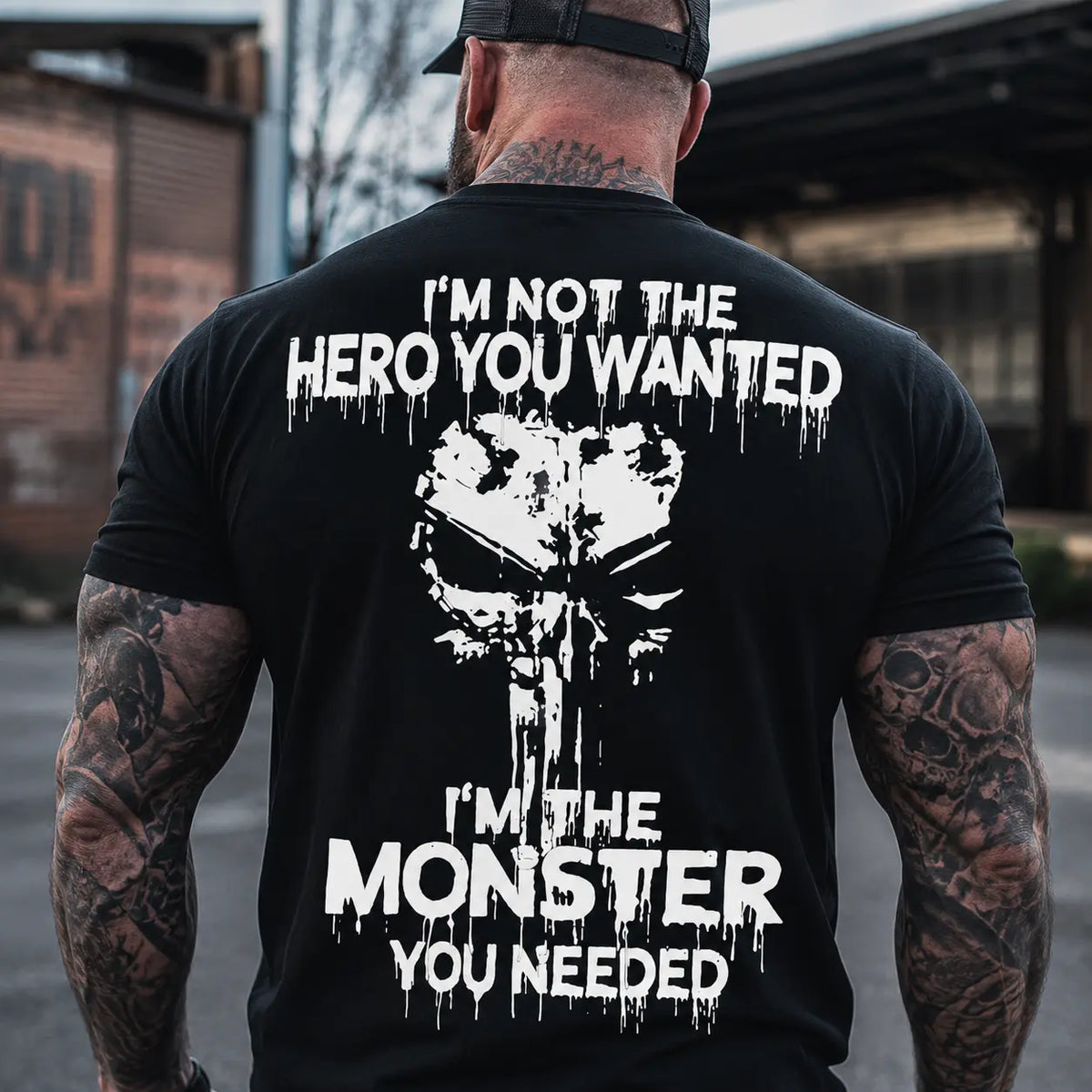 I’m Not the Hero You Wanted Graphic T-Shirt, Sweatshirt & Hoodie – Monster You Needed Skull Print, Dark Grunge Streetwear