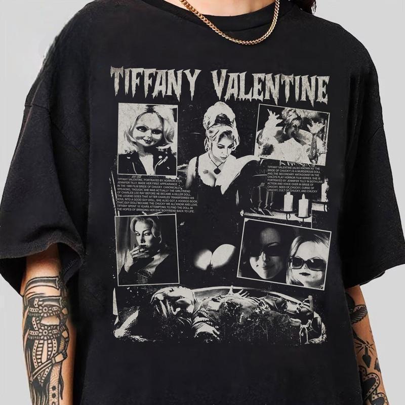 Tiffany Valentine Horror Movie Graphic T-Shirt, Sweatshirt & Hoodie – Vintage Halloween Spooky Season Apparel