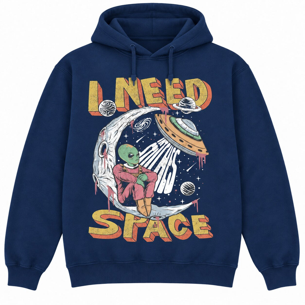 I Need Space Alien Graphic T-Shirt, Sweatshirt & Hoodie – Funny UFO Retro Sci-Fi Space Design