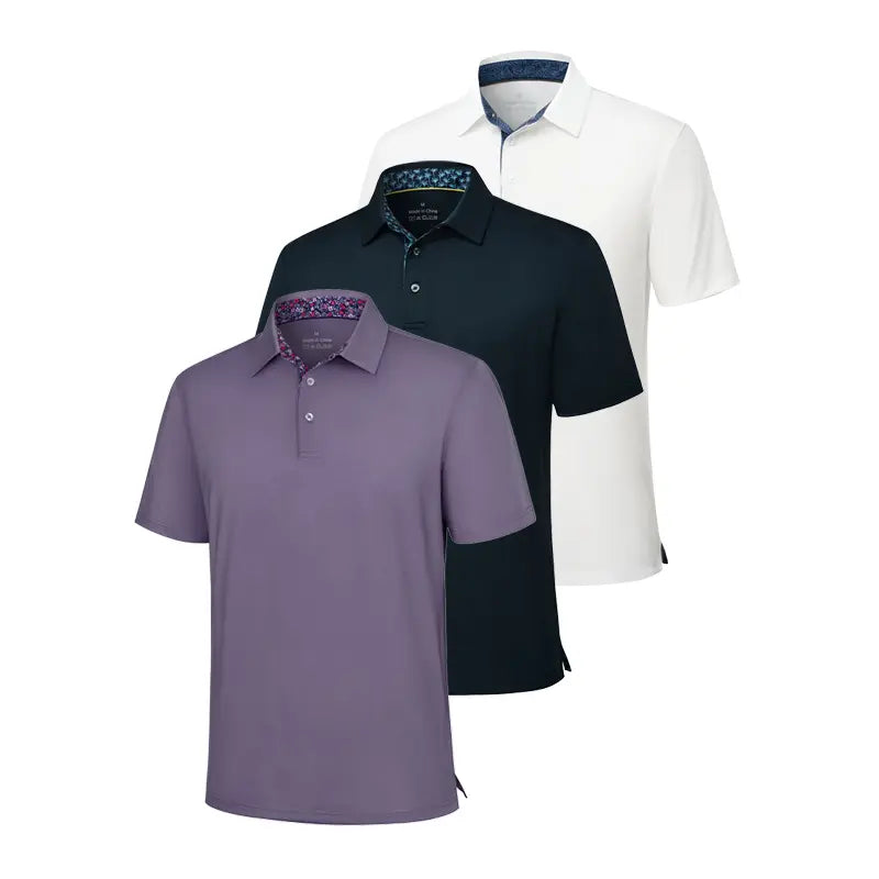 3-Pack Men’s Performance Polo Shirts – Short Sleeve UPF 30+ Golf Polos with 4-Way Stretch, Cooling & Moistur