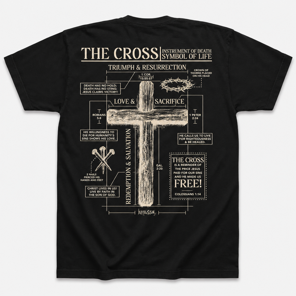 The Cross Symbol of Life Graphic T-Shirt, Sweatshirt & Hoodie – Vintage Christian Faith Cross Print, Religious Scripture Apparel