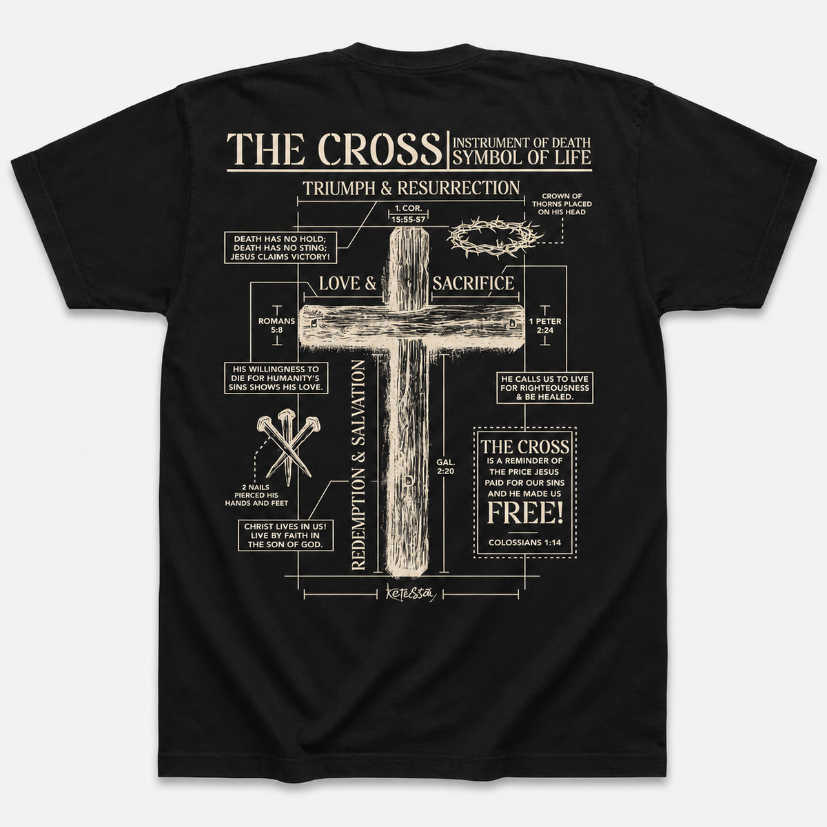 The Cross Symbol of Life Graphic T-Shirt, Sweatshirt & Hoodie – Vintage Christian Faith Cross Print, Religious Scripture Apparel