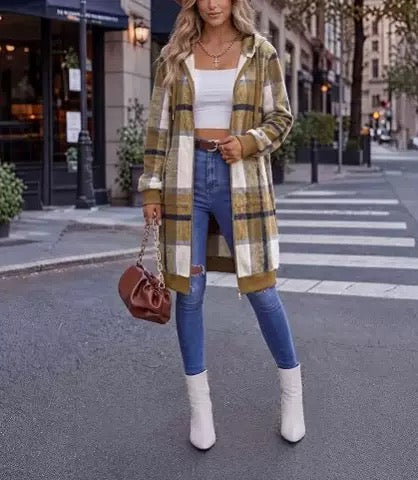 Women's Long Zip Up Hoodie Jacket – Casual Hooded Sweatshirt Coat, Longline Streetwear Outerwear for Fall & Everyday Wear