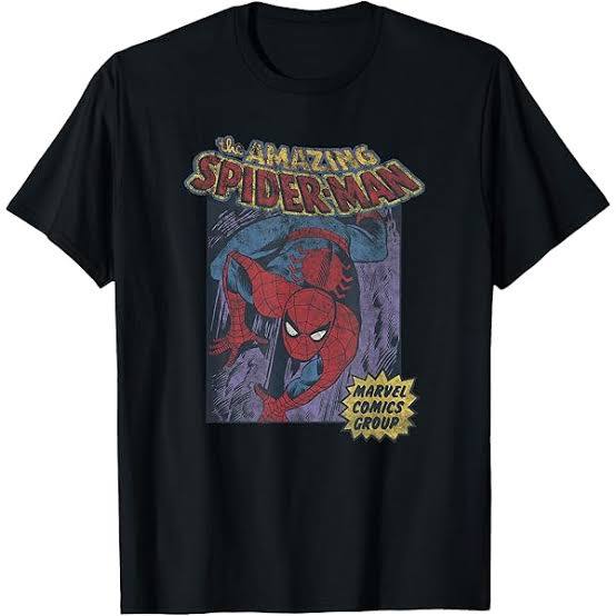 Marvel Men's Short-Sleeve Spider-Man Distressed Amazing Spider Men's Graphic Tees, Menswear T-Shirt