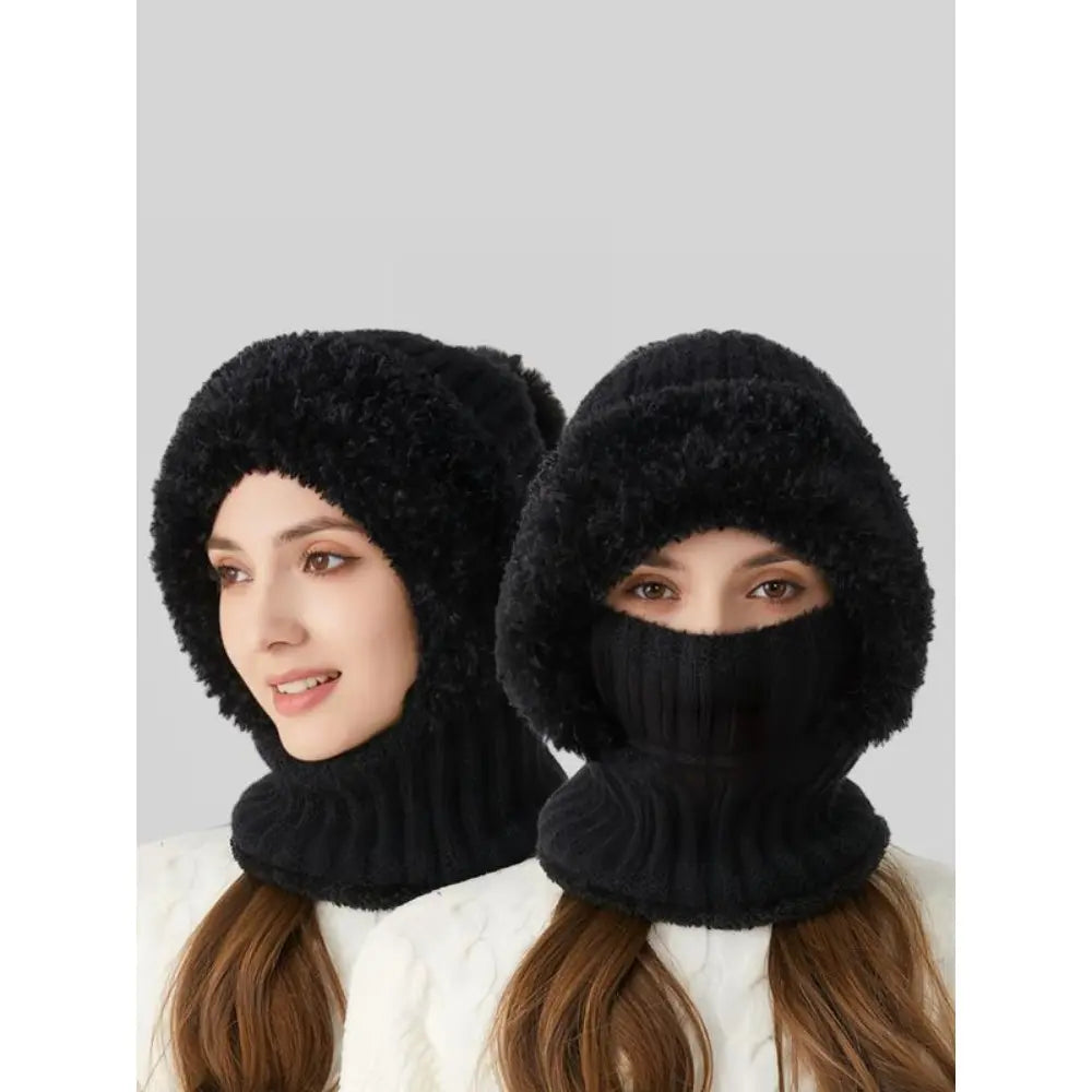 Women's Fuzzy Knit Beanie Hat – Cute Plush Warm Winter Cap, Thick Yarn Cozy Hat for Fall & Winter Fashion