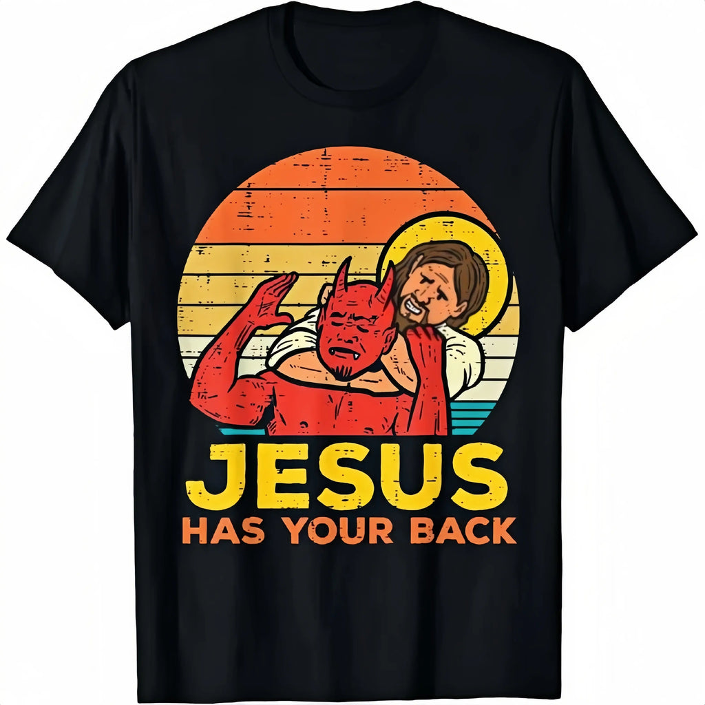 Jesus Has Your Back Graphic T-Shirt/Sweatshirt/Hoodie – Retro Christian Jiu Jitsu Inspired Faith Streetwear Apparel