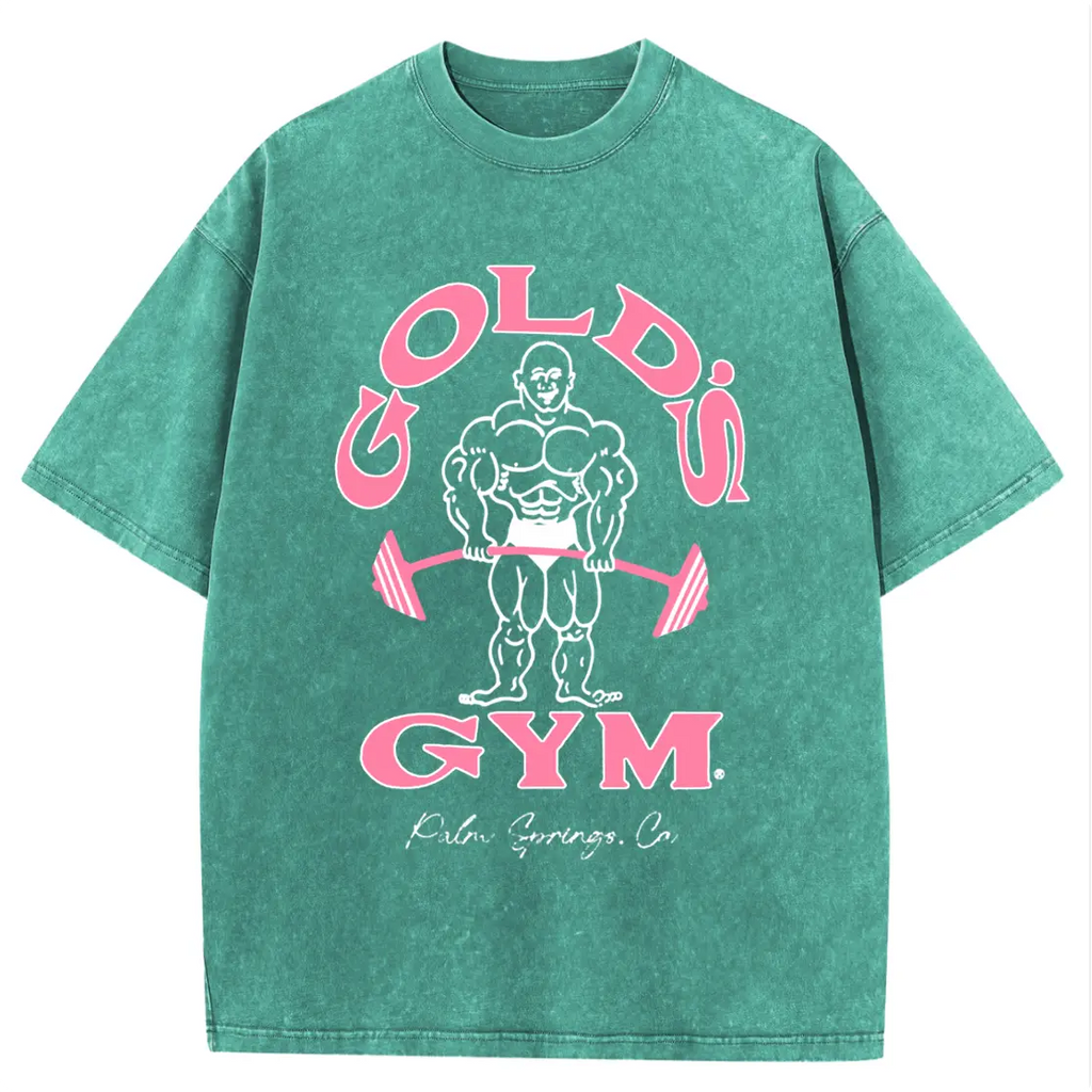 Vintage Bodybuilding Graphic T-Shirt – Oversized Heavyweight Gym Tee, Classic Fitness Streetwear