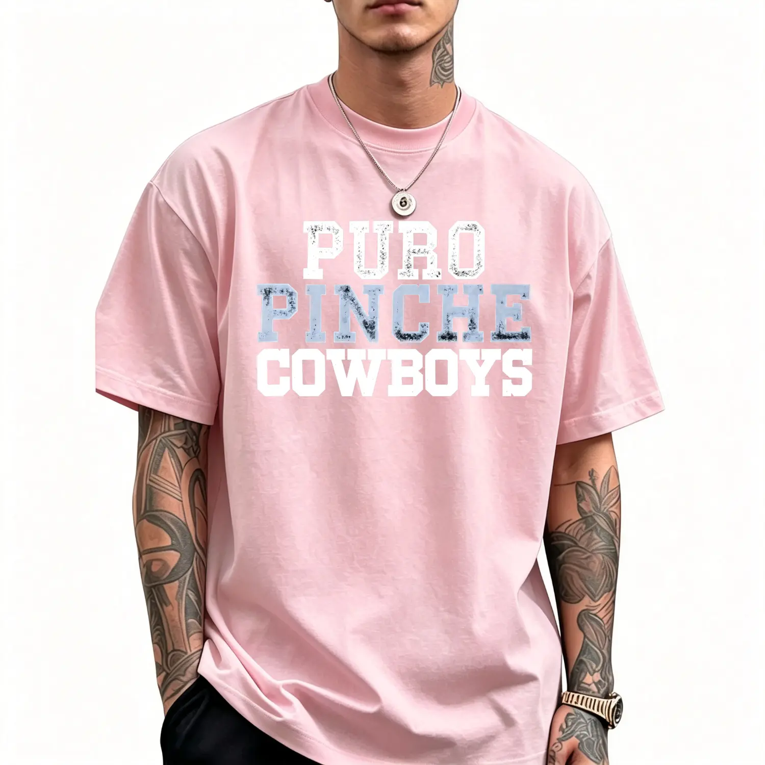 Puro Pinche Cowboys Graphic T-Shirt,Sweatshirt & Hoodie – Western Cowboy Statement Print, Vintage Streetwear Apparel