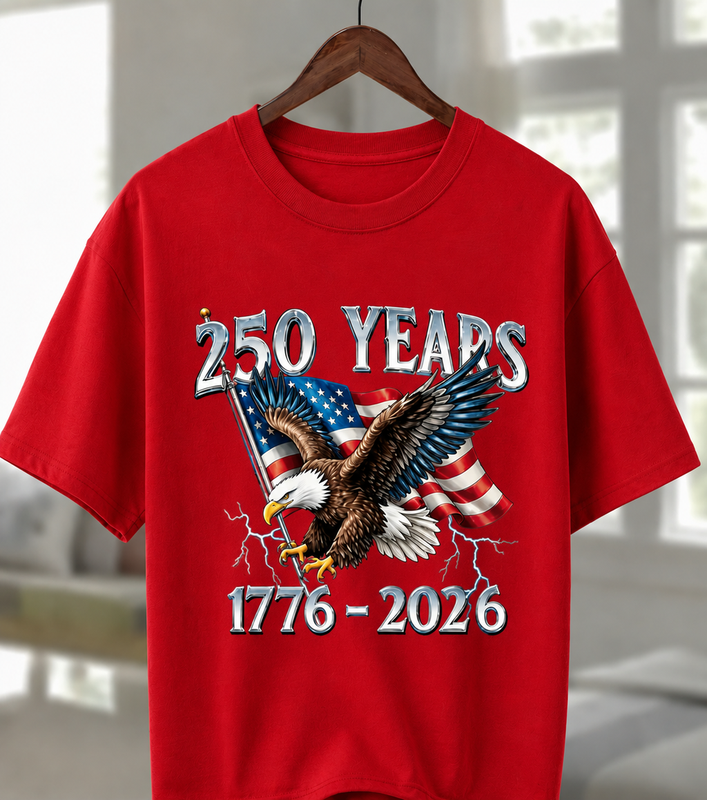 1776-2026 America 250 T-Shirt/Sweatshirt/Hoodie – Patriotic Eagle & American Flag Graphic Tee