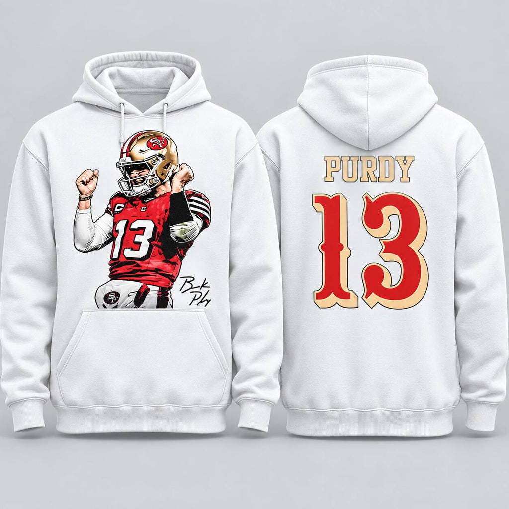 Brock Purdy #13 Football Graphic T-Shirt, Sweatshirt & Hoodie – Bay Area Game Day Fan Apparel