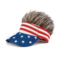 American Flag Visor Wig Hat – Patriotic Stars & Stripes Hair Visor for America 250 & 4th of July