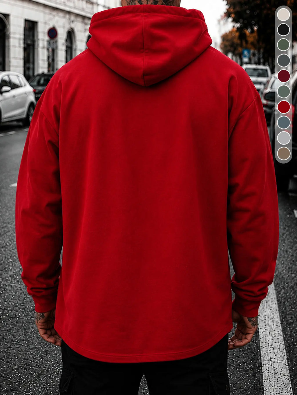 Men’s Minimalist Pullover Hoodie – Casual Letter Graphic Drawstring Sweatshirt, Relaxed Fit Streetwear Top for Everyday Wear