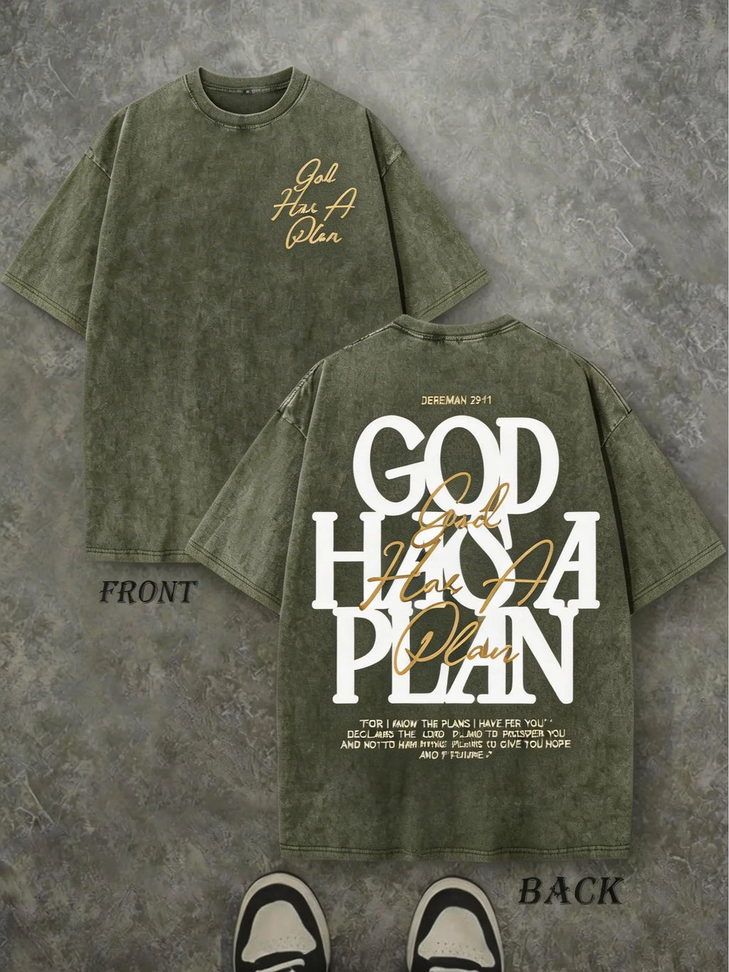 God Has a Plan Vintage Washed T-Shirt – Double-Sided Christian Graphic Tee, Faith Streetwear for Men & Women