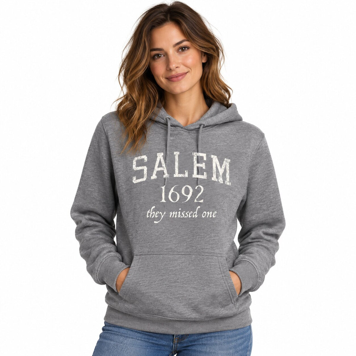 Salem 1692 They Missed One Witch Graphic T-Shirt, Sweatshirt & Hoodie – Funny Halloween Witchy Humor Apparel