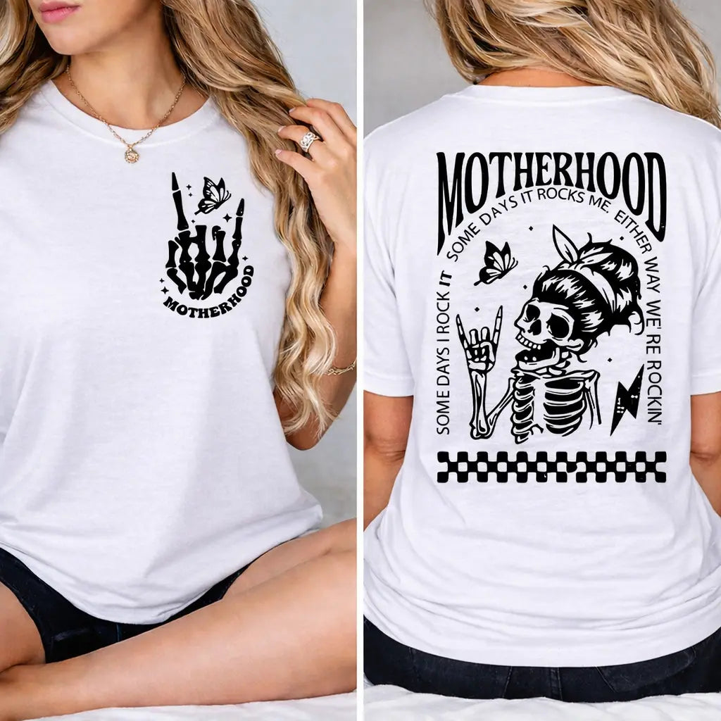 “Motherhood: Sometimes I Rock It, Sometimes It Rocks Me” – Funny Mom T-Shirt or Sweatshirt Gift