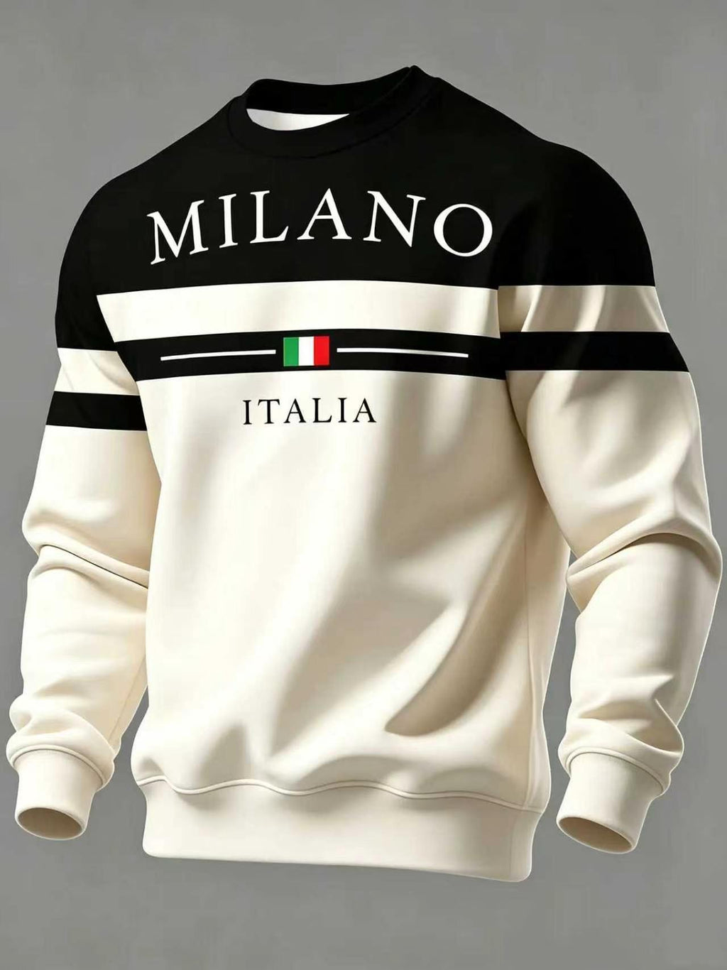 Milano Italy Graphic Sweatshirt – Italian Flag Colorblock Stripe Crewneck Pullover