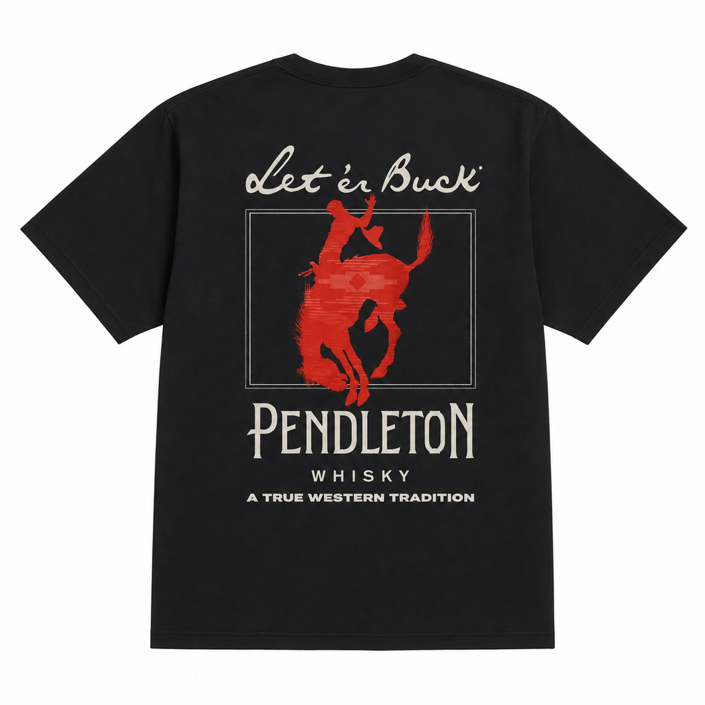 Let ’Er Buck Pendleton Rodeo Graphic T-Shirt, Sweatshirt & Hoodie – Western Cowboy Print, Vintage Rodeo Streetwear Apparel