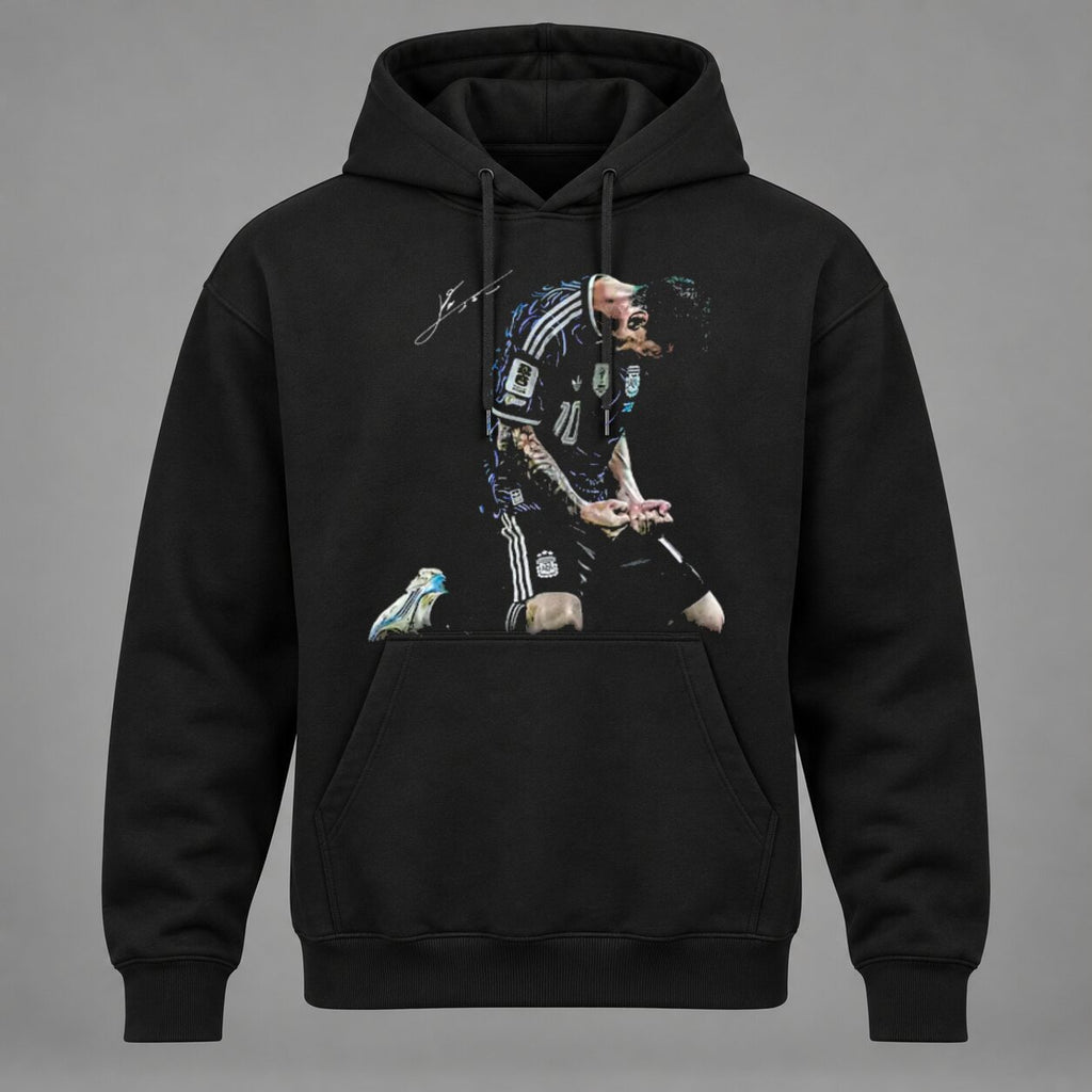 Lionel Messi Argentina Football Legend T-Shirt, Sweatshirt & Hoodie – Iconic Soccer Celebration Graphic Apparel