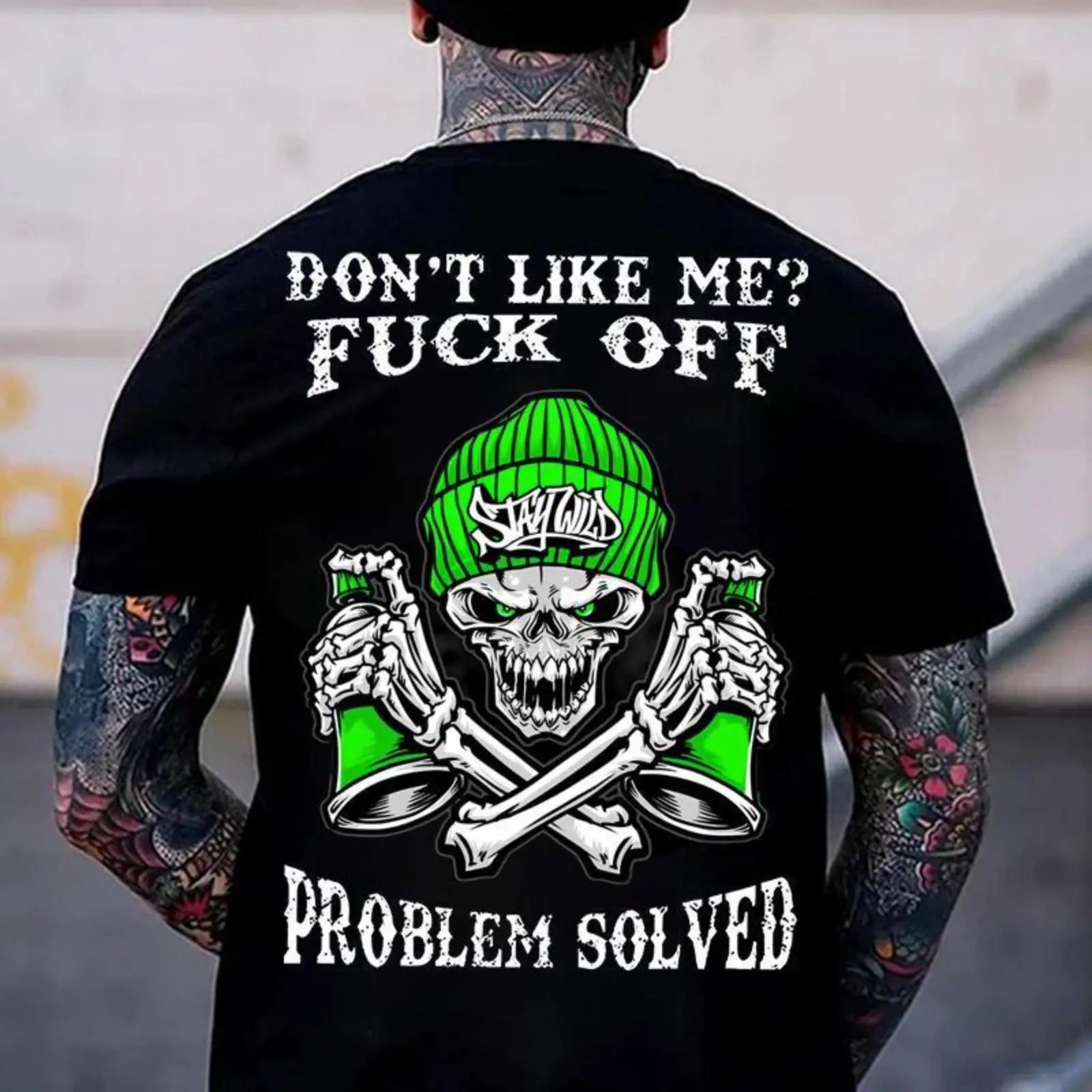 “Don’t Like Me? F*ck Off” Skull Graphic T-Shirt/Sweatshirt/Hoodie – Tattoo Streetwear Tee