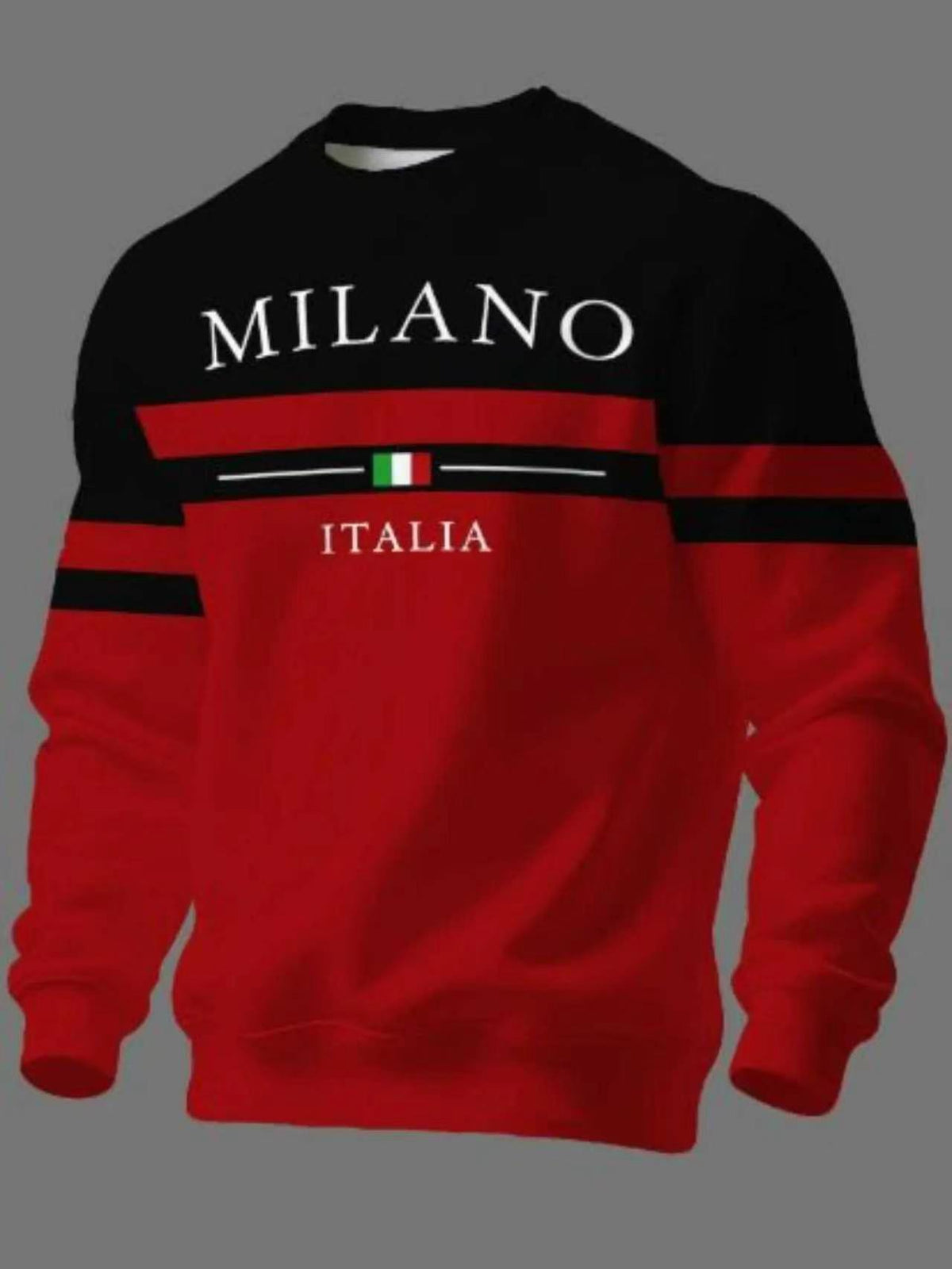 Milano Italy Graphic Sweatshirt – Italian Flag Colorblock Stripe Crewneck Pullover