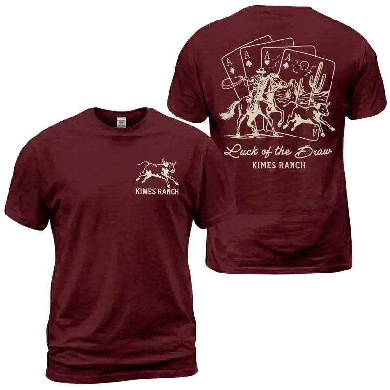 Luck of the Draw Western Graphic T-Shirt, Sweatshirt & Hoodie – Rodeo Cowboy Playing Cards & Horse Print, Ranch Country Apparel