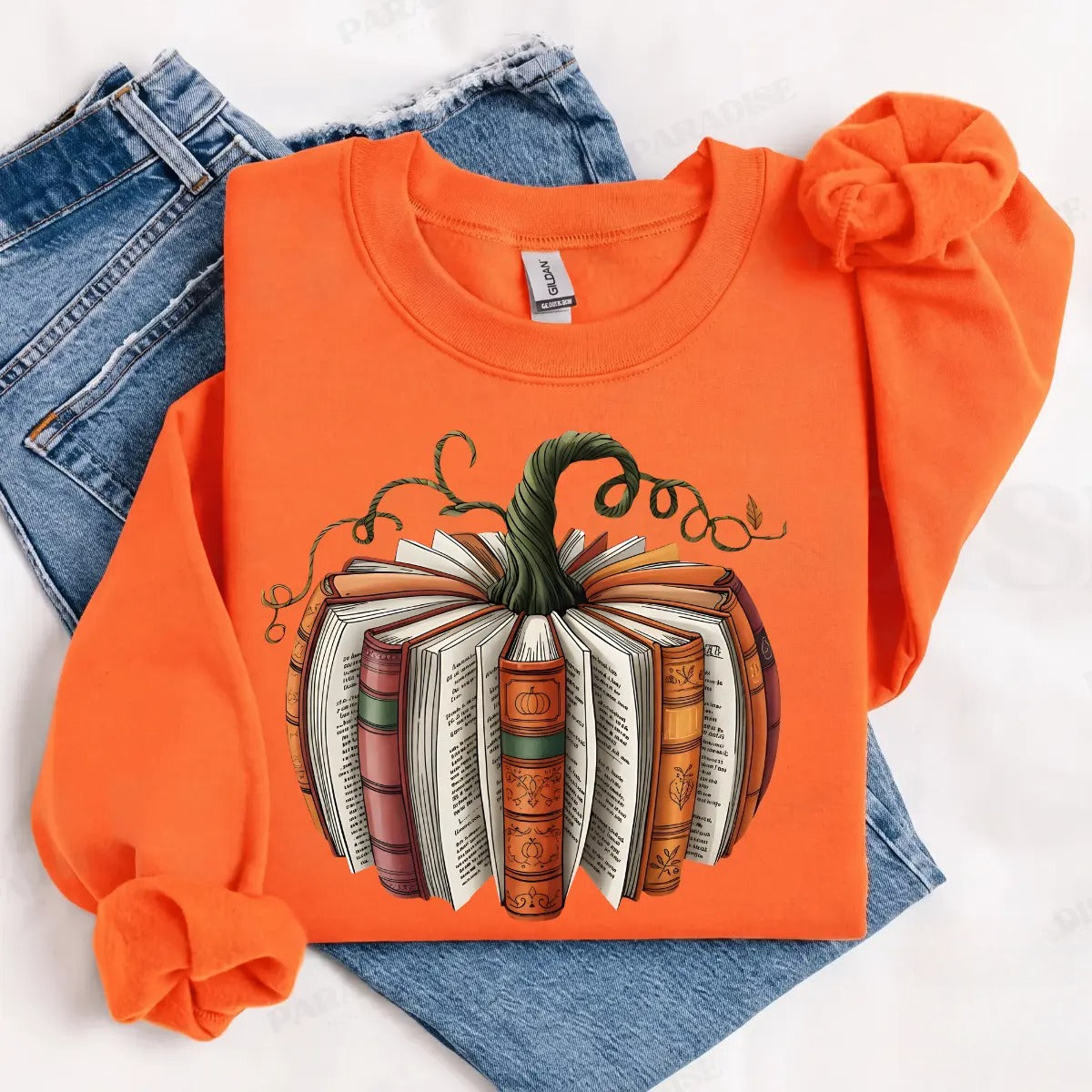 Book Pumpkin T-Shirt, Sweatshirt & Hoodie – Cozy Fall Book Lover Graphic, Autumn Reading Gift