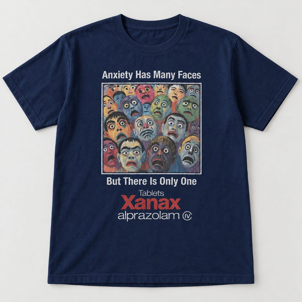 Anxiety Has Many Faces Y2K Graphic T-Shirt, Sweatshirt & Hoodie – Vintage Parody Grunge Alternative Streetwear