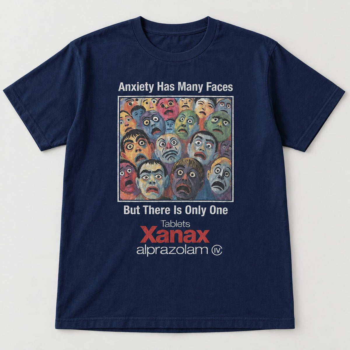 Anxiety Has Many Faces Y2K Graphic T-Shirt, Sweatshirt & Hoodie – Vintage Parody Grunge Alternative Streetwear