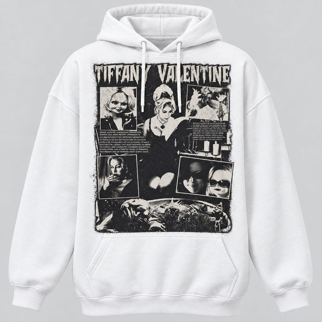Tiffany Valentine Horror Movie Graphic T-Shirt, Sweatshirt & Hoodie – Vintage Halloween Spooky Season Apparel