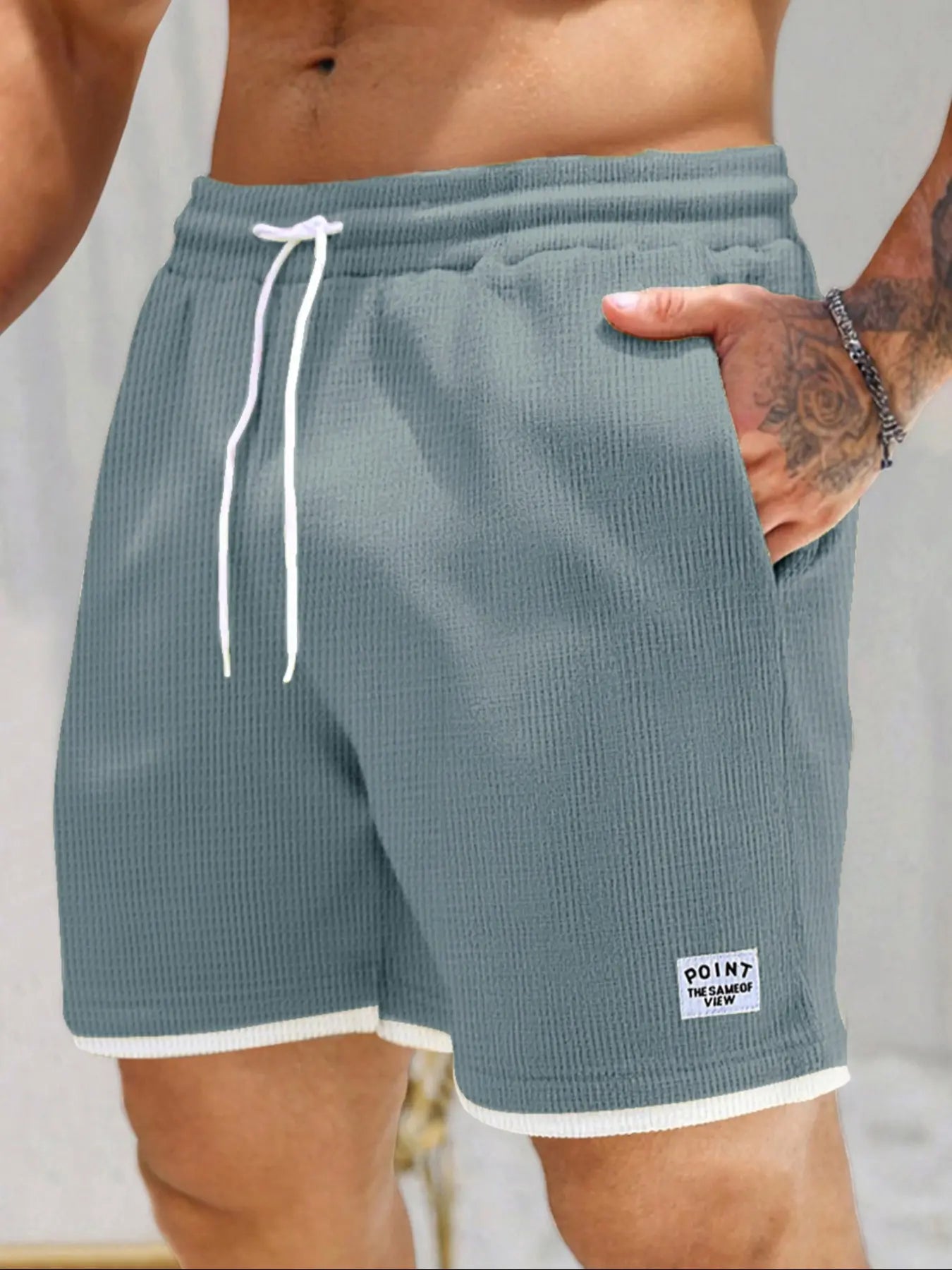 Men's Textured Casual Shorts – Drawstring Pocket Shorts, Relaxed Fit Summer Streetwear & Everyday Wear