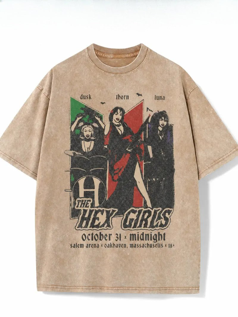 The Hex Girls Gothic Halloween Graphic T-Shirt, Sweatshirt & Hoodie – Retro Witchy Band Concert Style Apparel