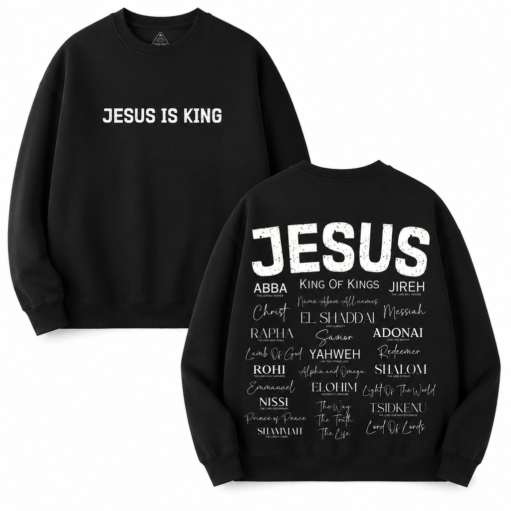 Jesus Is King Graphic T-Shirt/Sweatshirt/Hoodie – Vintage Acid Washed Oversized Christian Faith Streetwear Apparel