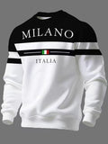 Milano Italy Graphic Sweatshirt – Italian Flag Colorblock Stripe Crewneck Pullover