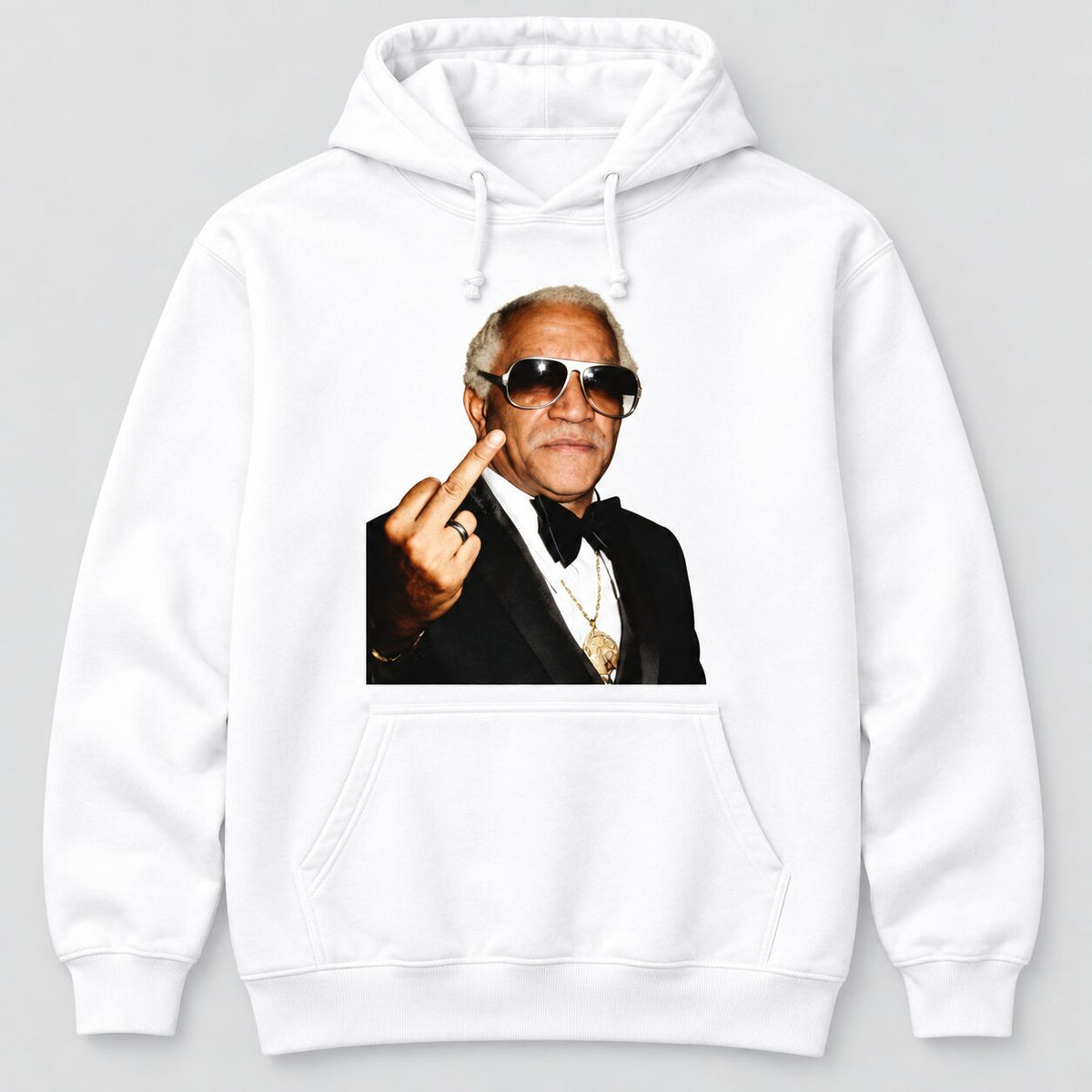 Redd Foxx Middle Finger Graphic T-Shirt, Sweatshirt & Hoodie – Vintage Retro Comedy Portrait Shirt
