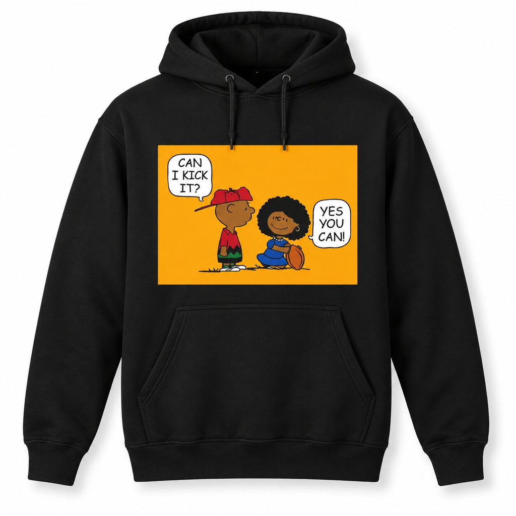Can I Kick It? Cartoon Graphic T-Shirt, Sweatshirt & Hoodie – Funny Yes You Can Retro Comic Apparel