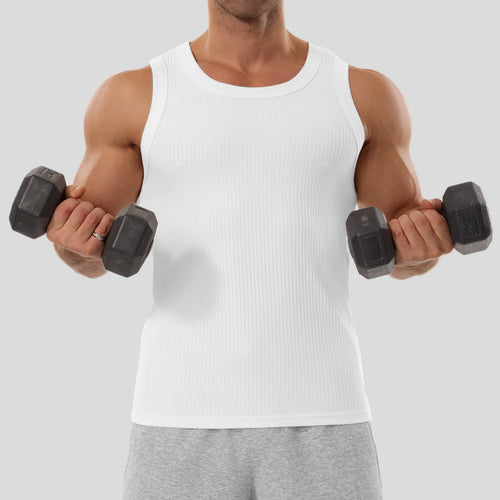 3-Pack Men's Ribbed Tank Tops – High Stretch Breathable Muscle Shirts for Gym, Workout & Everyday Wear