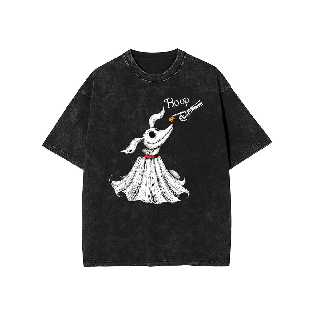 Zero Dog Boop Halloween Graphic T-Shirt, Sweatshirt & Hoodie – Funny Skeleton Hand & Ghost Dog Spooky Season Shirt