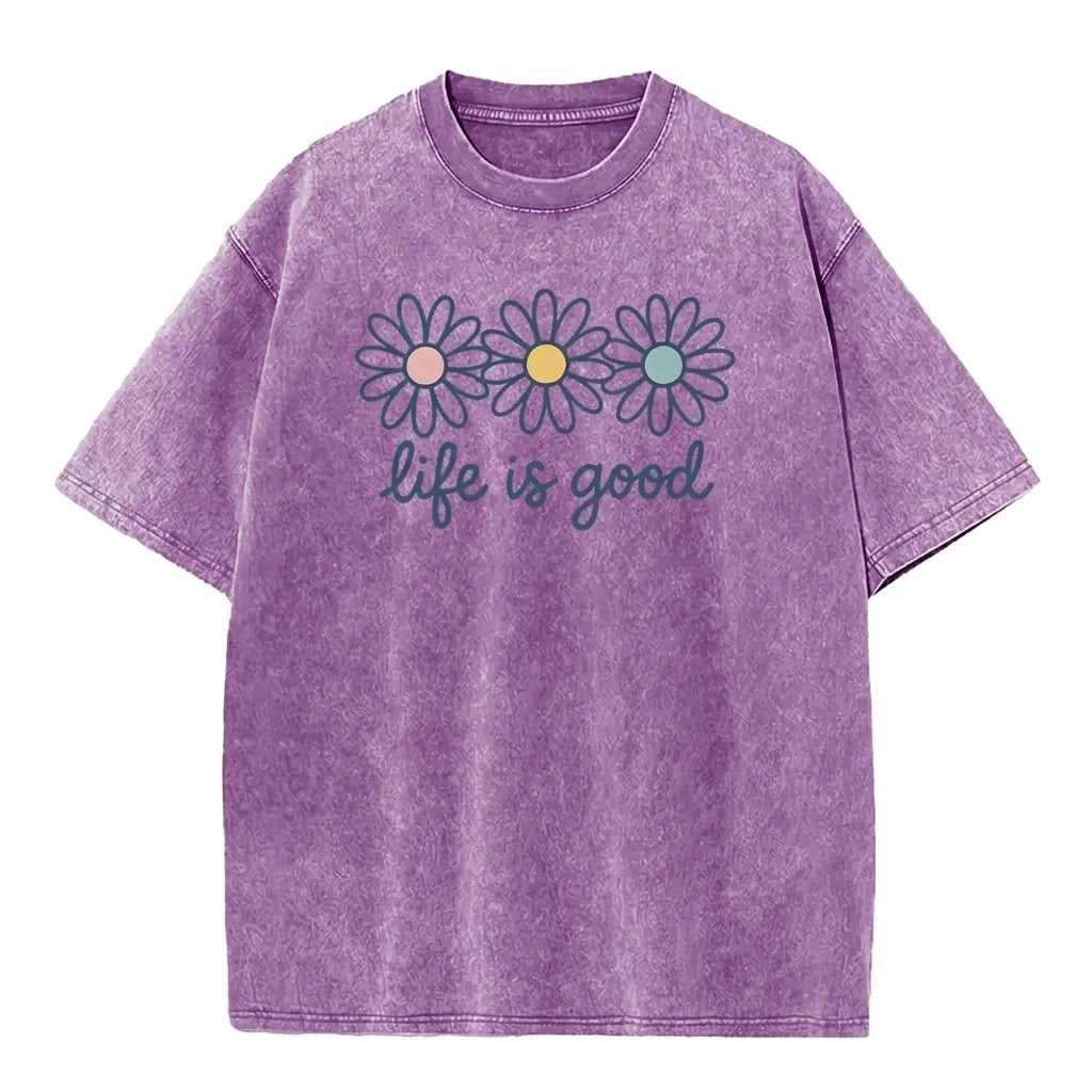 Daisy Graphic Oversized T-Shirt – Vintage Acid Wash Streetwear Tee