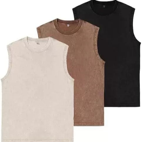 Men's Vintage Washed Oversized Tank Top – Cotton Sleeveless Muscle Shirt for Gym, Workout & Casual Streetwear