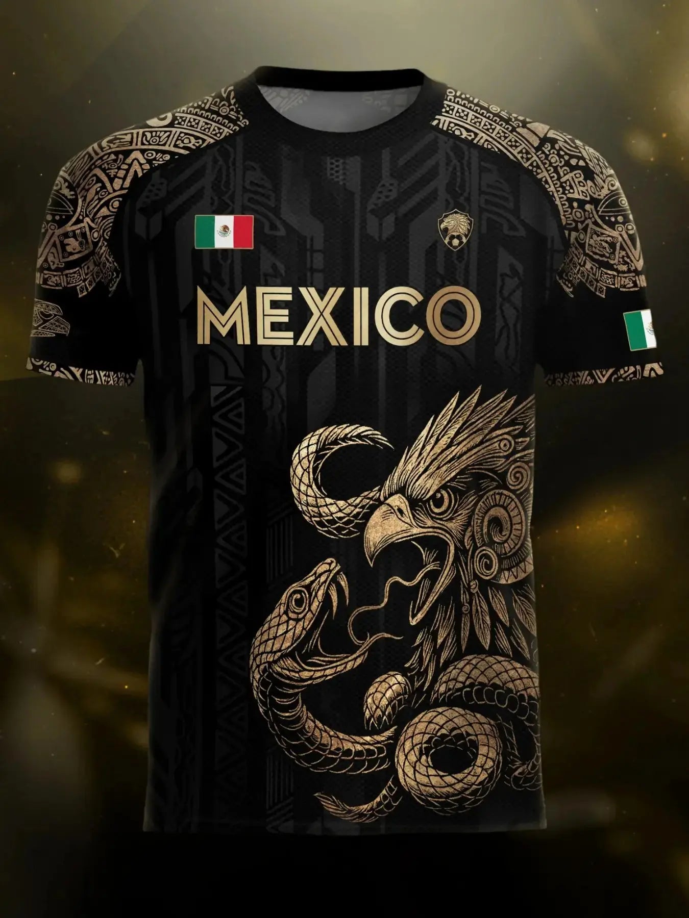 Mexico Aztec Eagle Soccer Jersey – Mexican Heritage All-Over Print Football Fan Shirt, 2026 Mexico Soccer Supporter Jersey