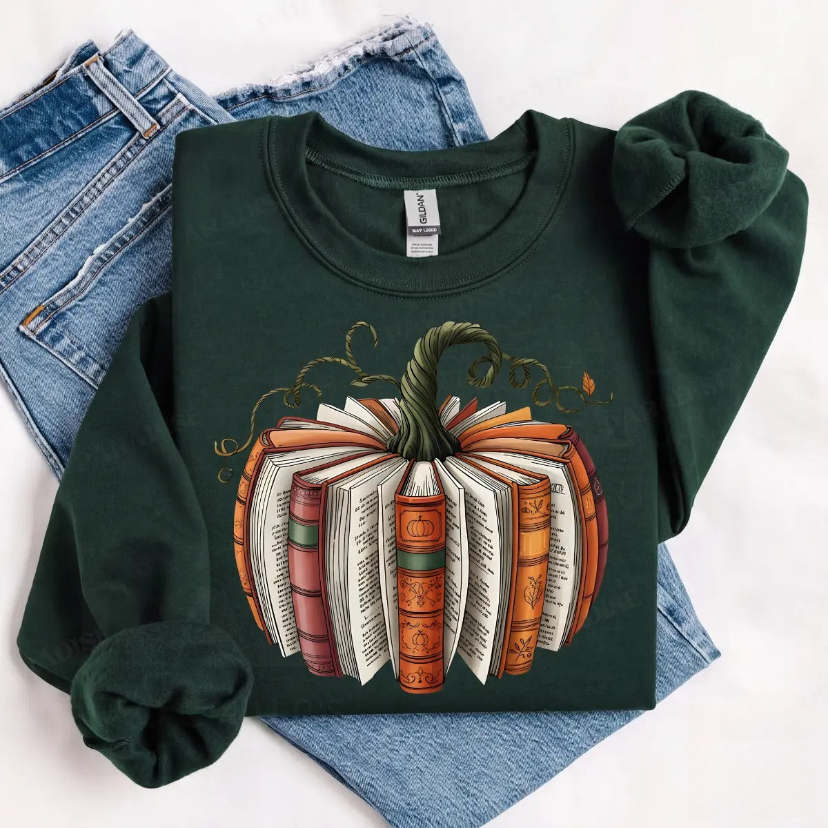 Book Pumpkin T-Shirt, Sweatshirt & Hoodie – Cozy Fall Book Lover Graphic, Autumn Reading Gift