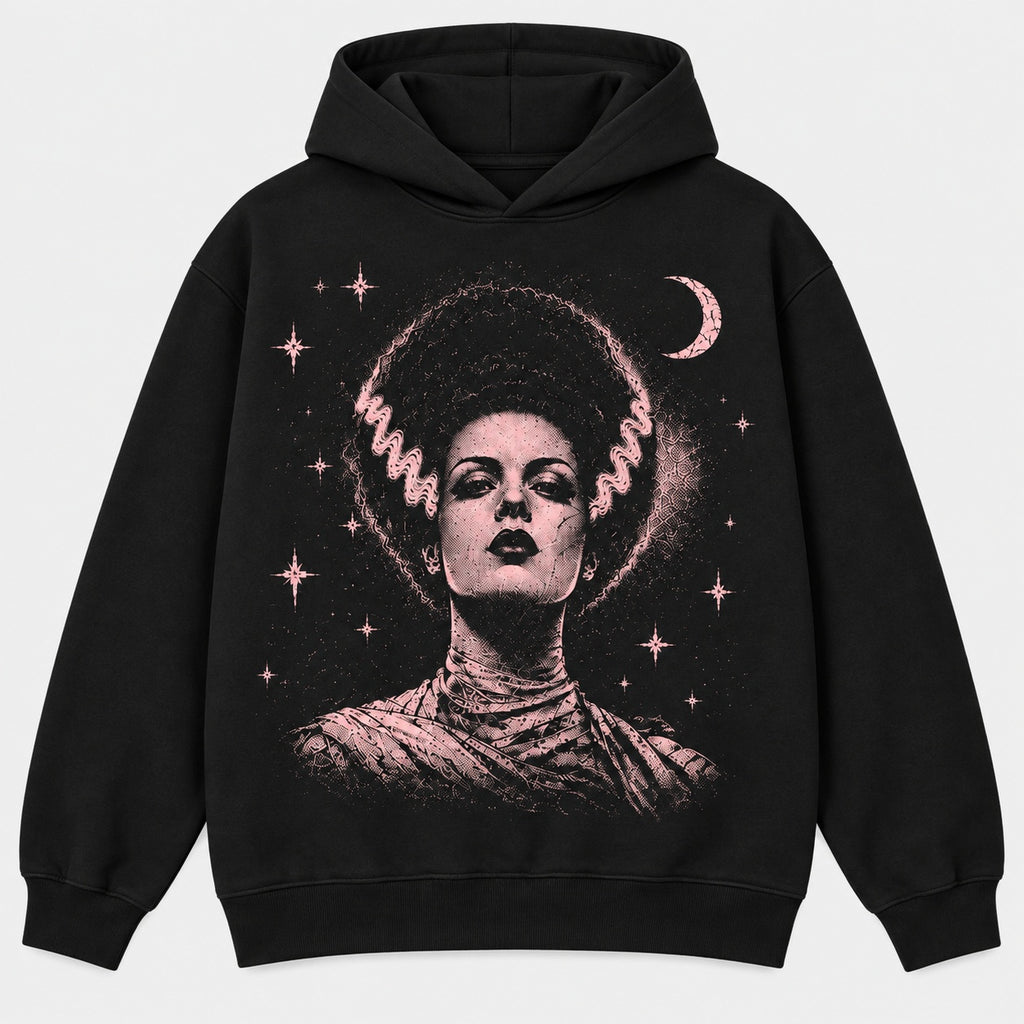 Frankenstein & Bride Celestial Couple Graphic T-Shirt, Sweatshirt & Hoodie – Retro Horror Halloween Matching Shirt