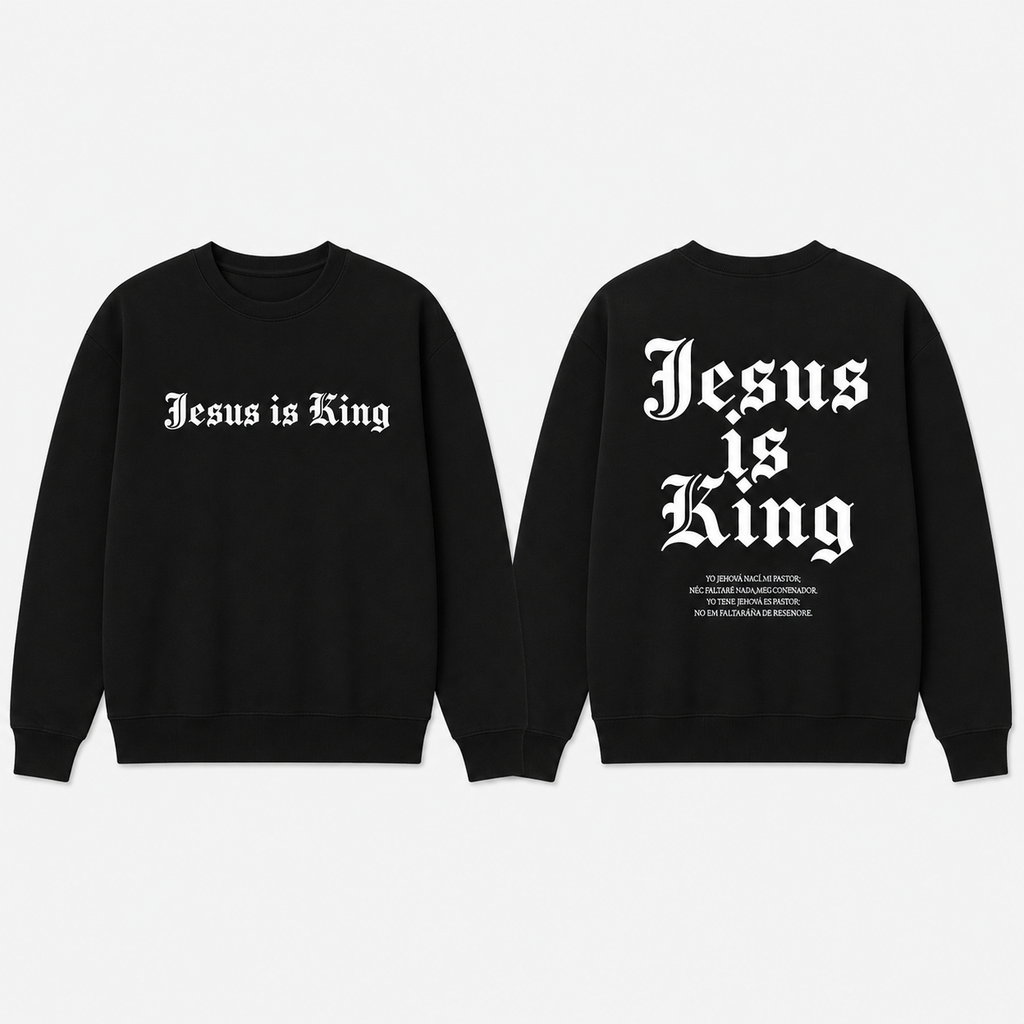 Jesus Is King Graphic T-Shirt, Sweatshirt & Hoodie – Gothic Christian Faith Print, Vintage Religious Streetwear Apparel