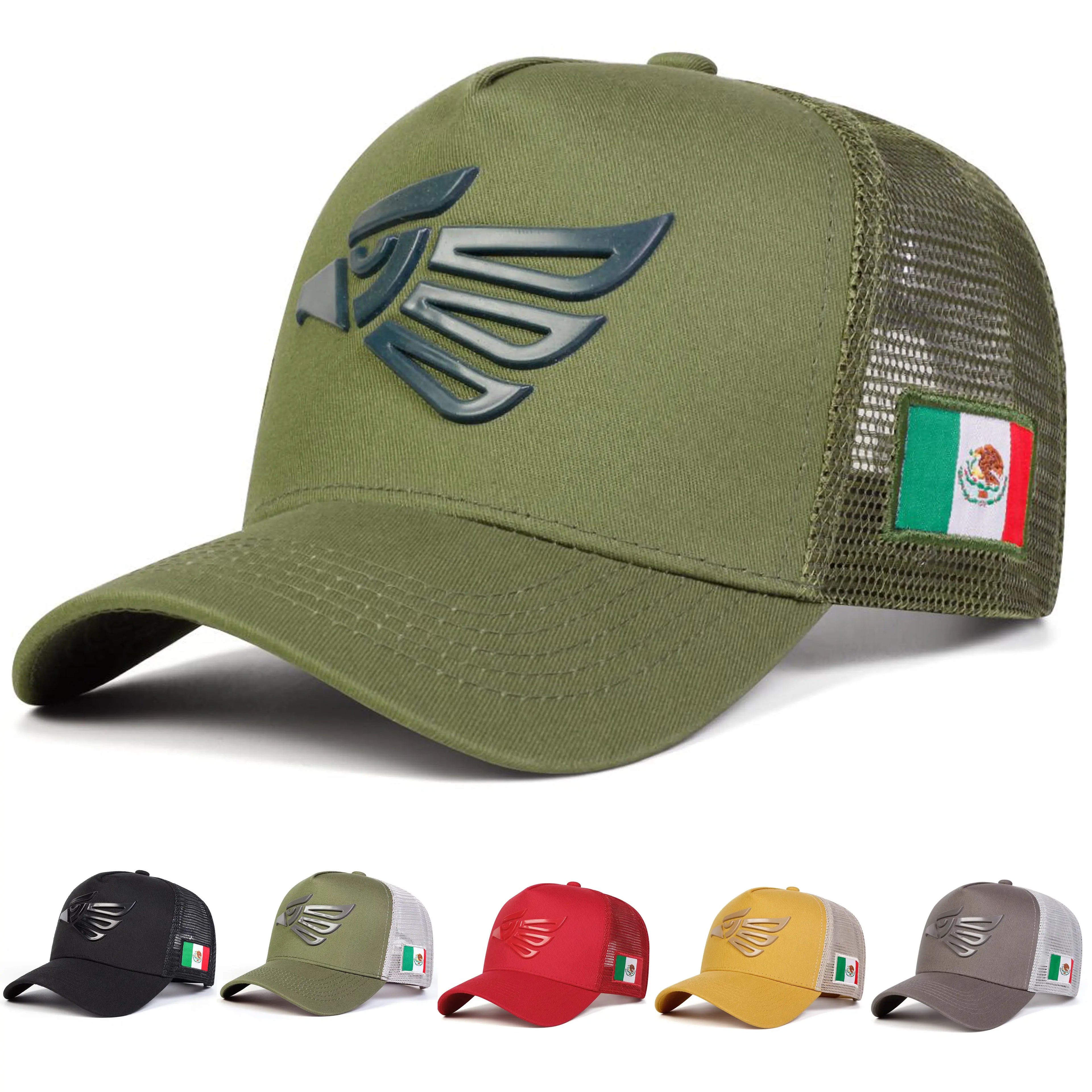 Mexico Eagle Patch Two-Tone Mesh Trucker Hat – Mexican Flag Baseball Cap, Casual Outdoor Streetwear Hat for Men & Women