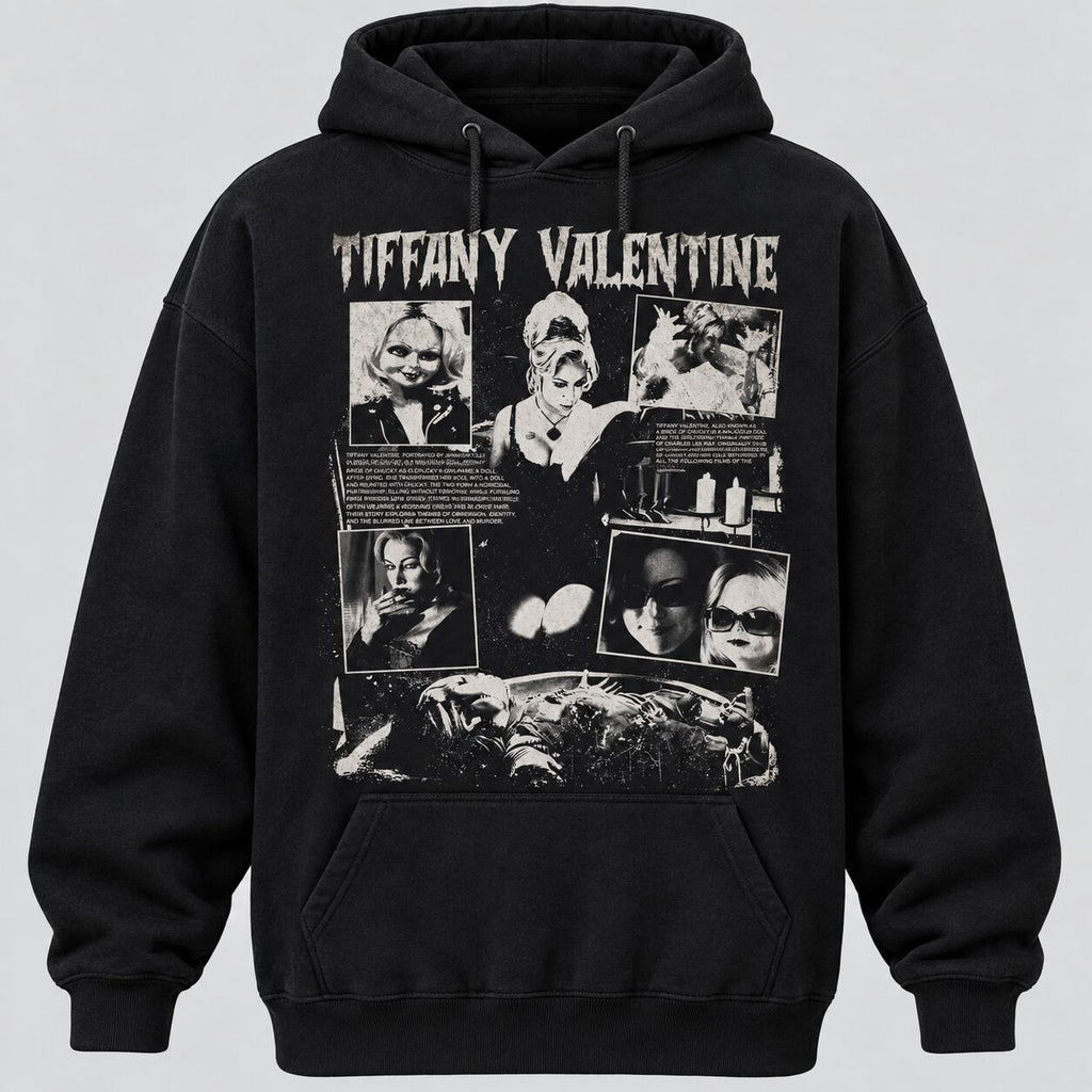 Tiffany Valentine Horror Movie Graphic T-Shirt, Sweatshirt & Hoodie – Vintage Halloween Spooky Season Apparel