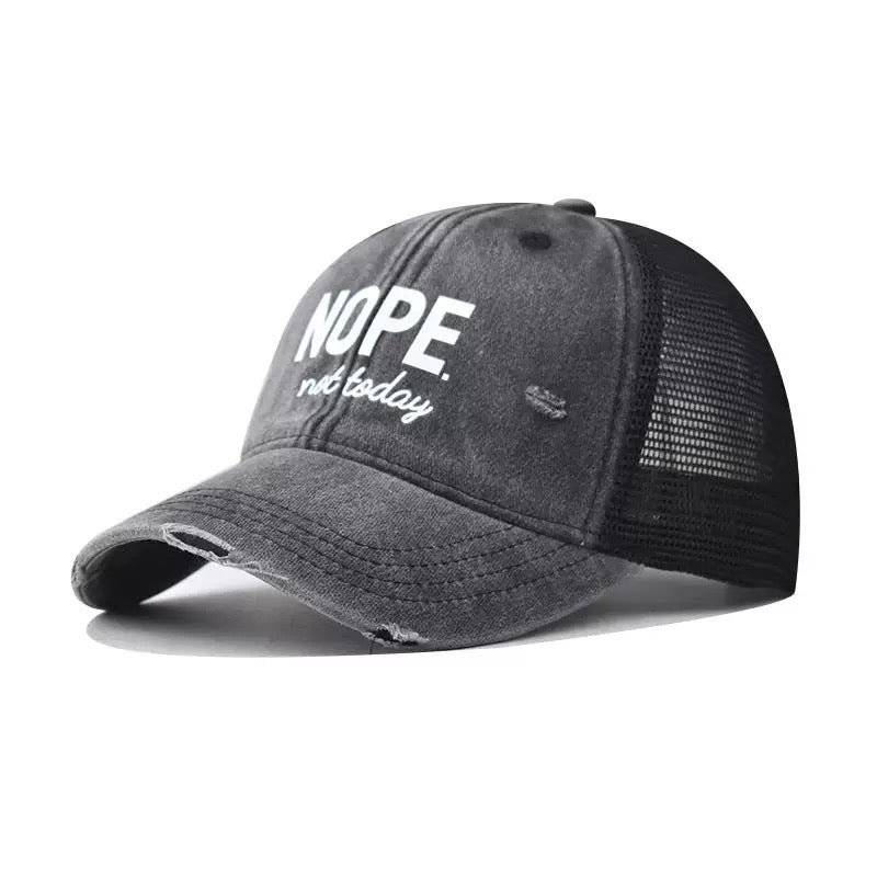 NOPE. Not Today Embroidered Baseball Cap – Funny Vintage Distressed Dad Hat for Men & Women